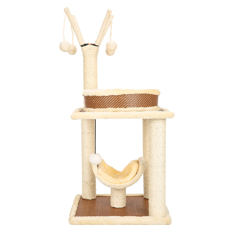 Flower cat tree tower house scratches climb cute luxury purple pet cat tree sisal