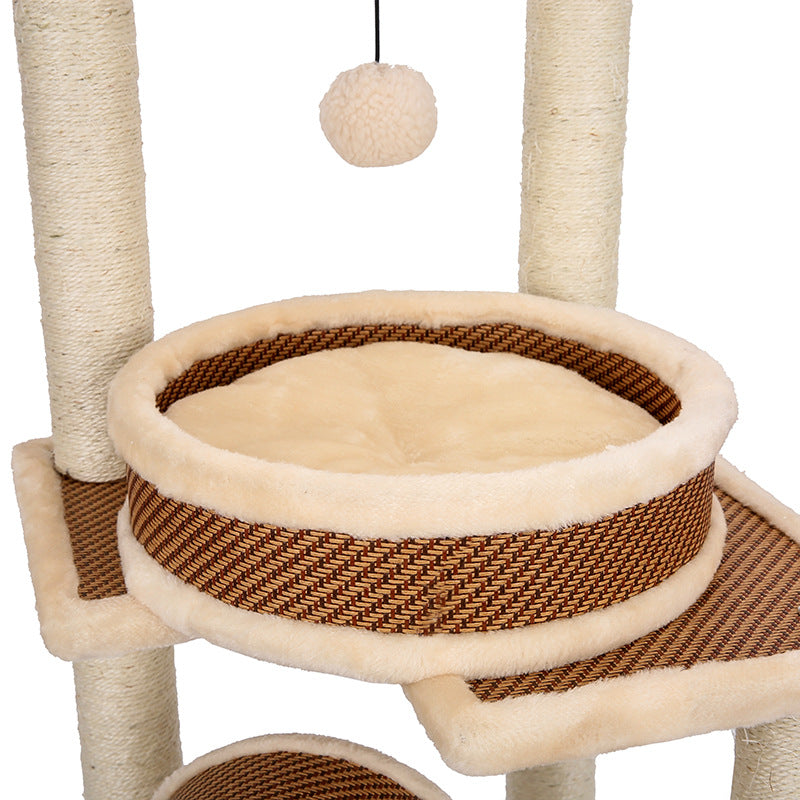 Flower cat tree tower house scratches climb cute luxury purple pet cat tree sisal