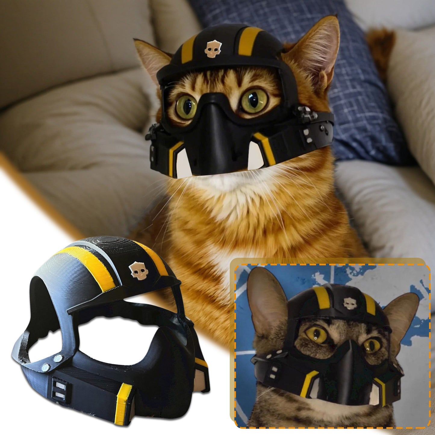 3d Printed Cat Helmet Trendy Cool Cat Mask Clothing Pet Accessories Role-Playing Hat Helldovers 2 Helmet Cosplay Cat Prop Pet To