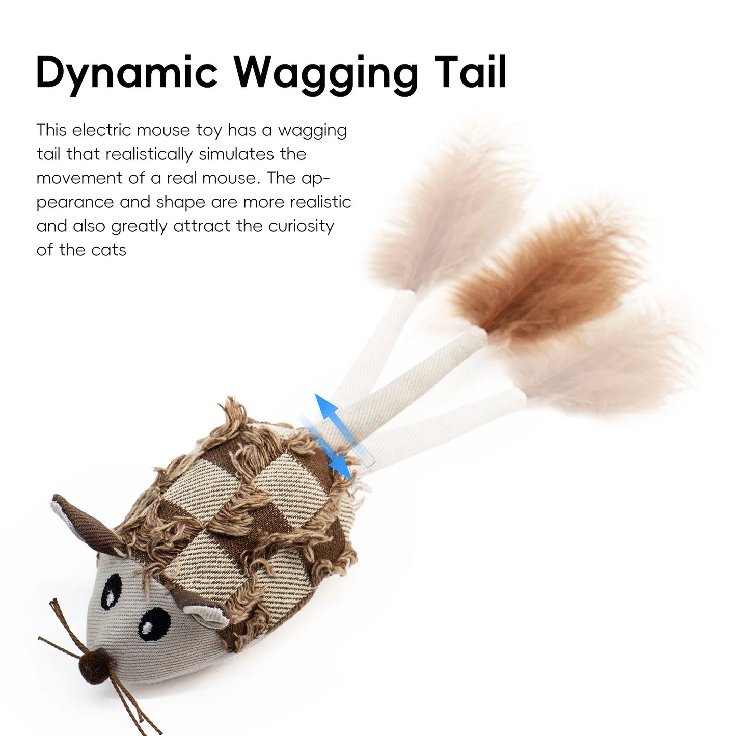 NEW Motion Cat Toy, Electronic Moving Mouse Cat Toy, Interactive Cat Toy with Rechargeable Battery, Sound Box Cat Mouse Feather