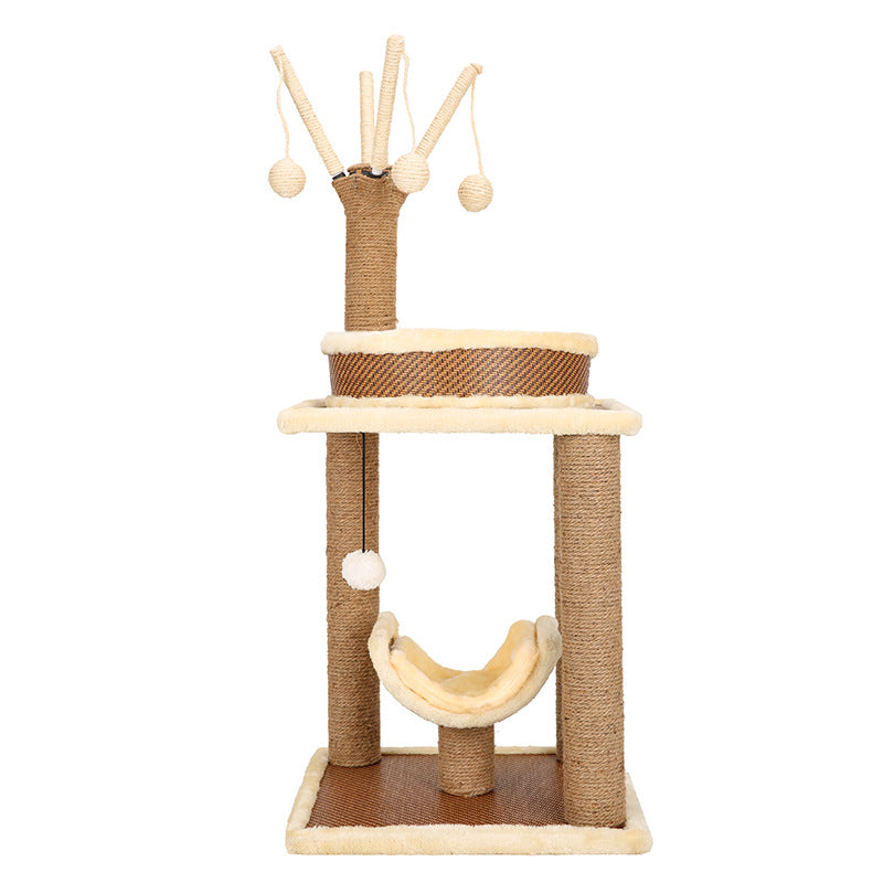Flower cat tree tower house scratches climb cute luxury purple pet cat tree sisal