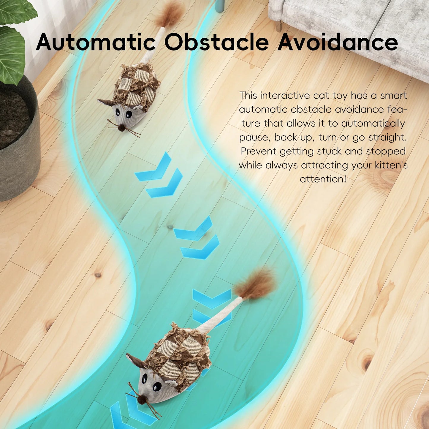 NEW Motion Cat Toy, Electronic Moving Mouse Cat Toy, Interactive Cat Toy with Rechargeable Battery, Sound Box Cat Mouse Feather