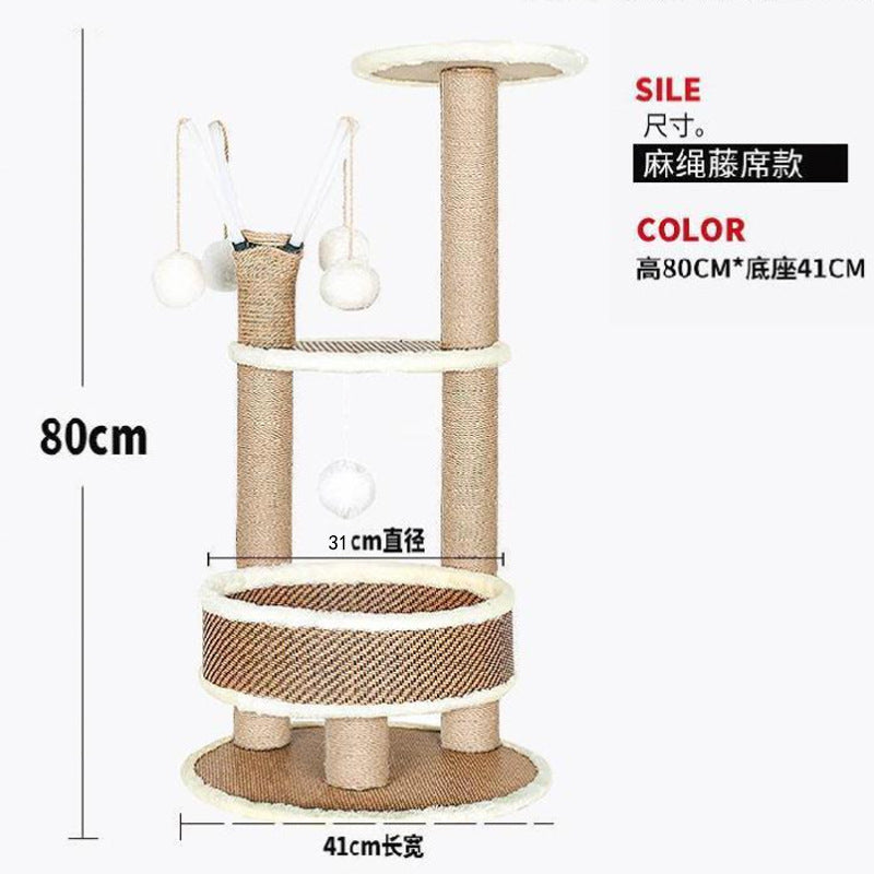 Flower cat tree tower house scratches climb cute luxury purple pet cat tree sisal