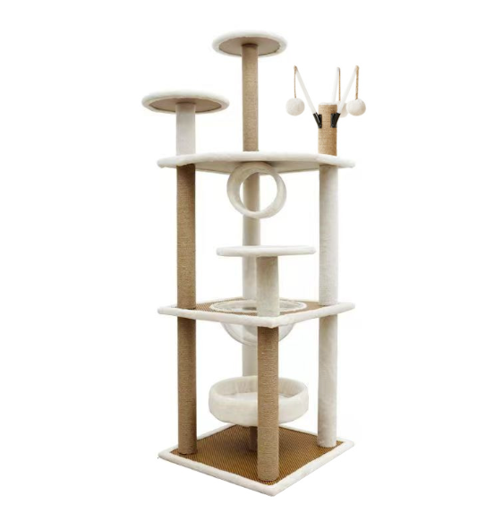 Flower cat tree tower house scratches climb cute luxury purple pet cat tree sisal