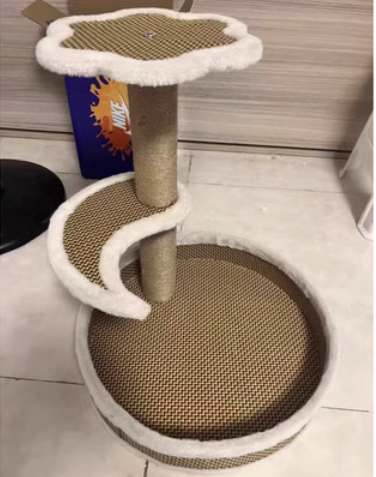 Flower cat tree tower house scratches climb cute luxury purple pet cat tree sisal